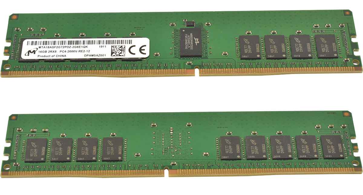 32 GB Micron 2x 16GB 2Rx8 PC4-2666V-RE2-12 Server RAM ECC DDR4 MTA18ASF2G72PDZ-2G6E1