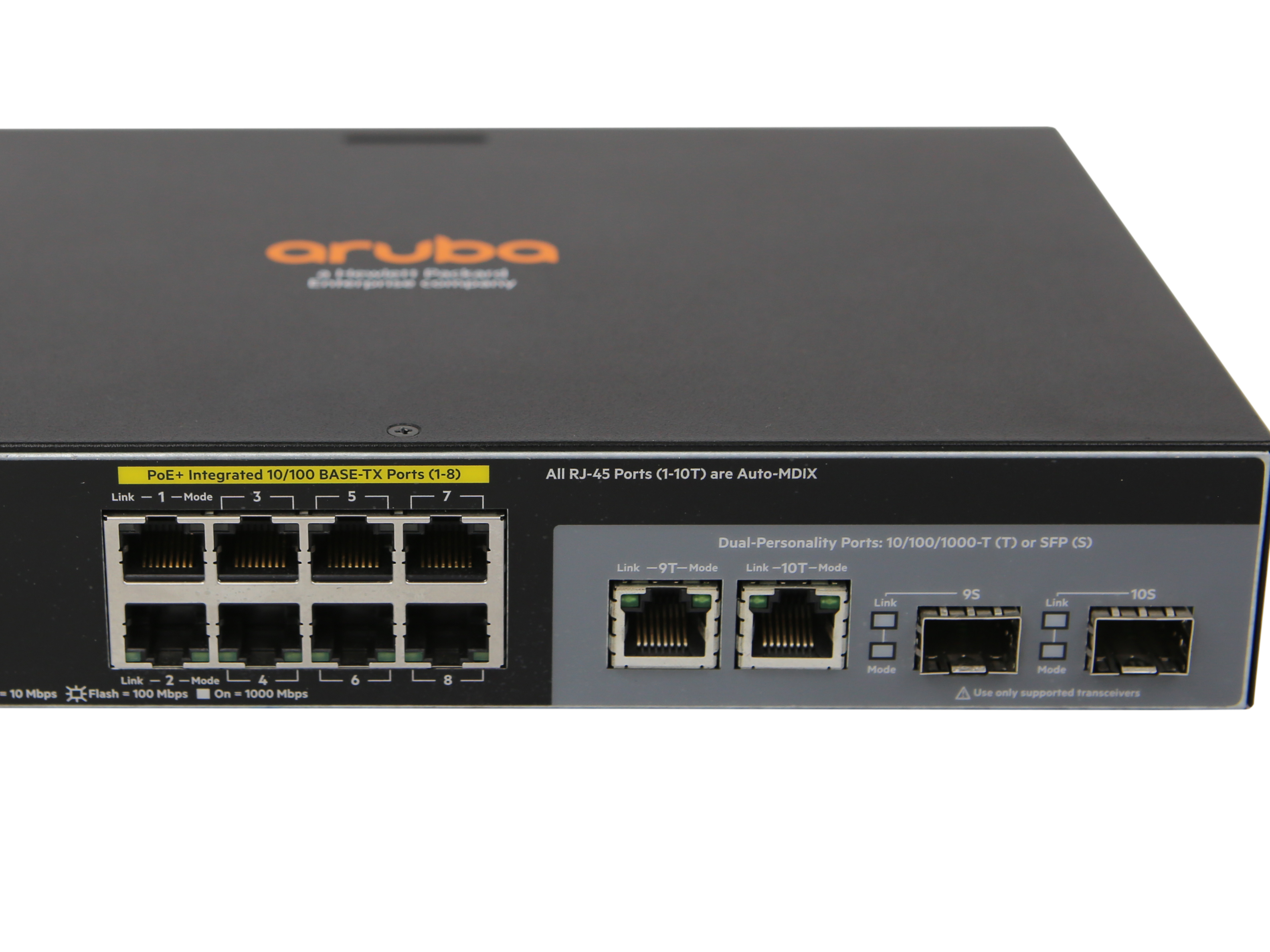 HP Aruba 2530-8 J9780A 8-Port PoE+ Fast Ethernet Switch 2x RJ-45 GE 2x SFP no PSU