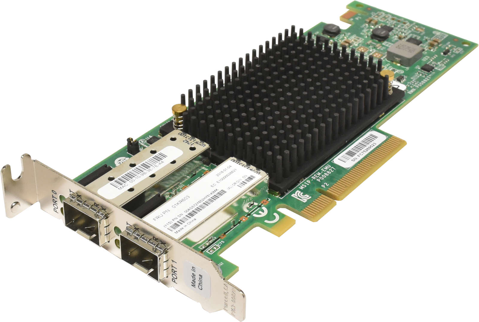 Lenovo-Emulex-LPE-12002-VFA5-2-Dual-Port-SFP-10Gb-001.jpg Lenovo Emulex LPE-12002 VFA5.2 Dual-Port SFP+ 10Gb PCIe x8 Controller 01KR603