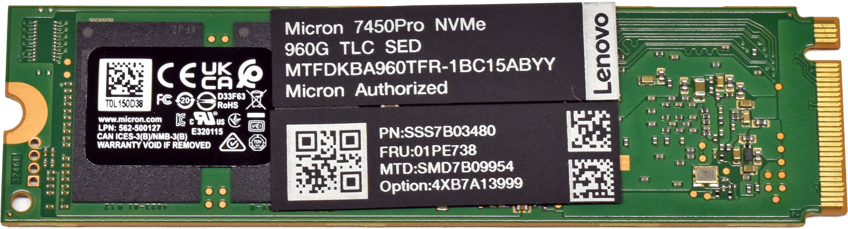 Lenovo Micron 7450 PRO MTFDKBA960TFR 01PE738 960GB M.2 2280 NVMe OPAL SED SSD