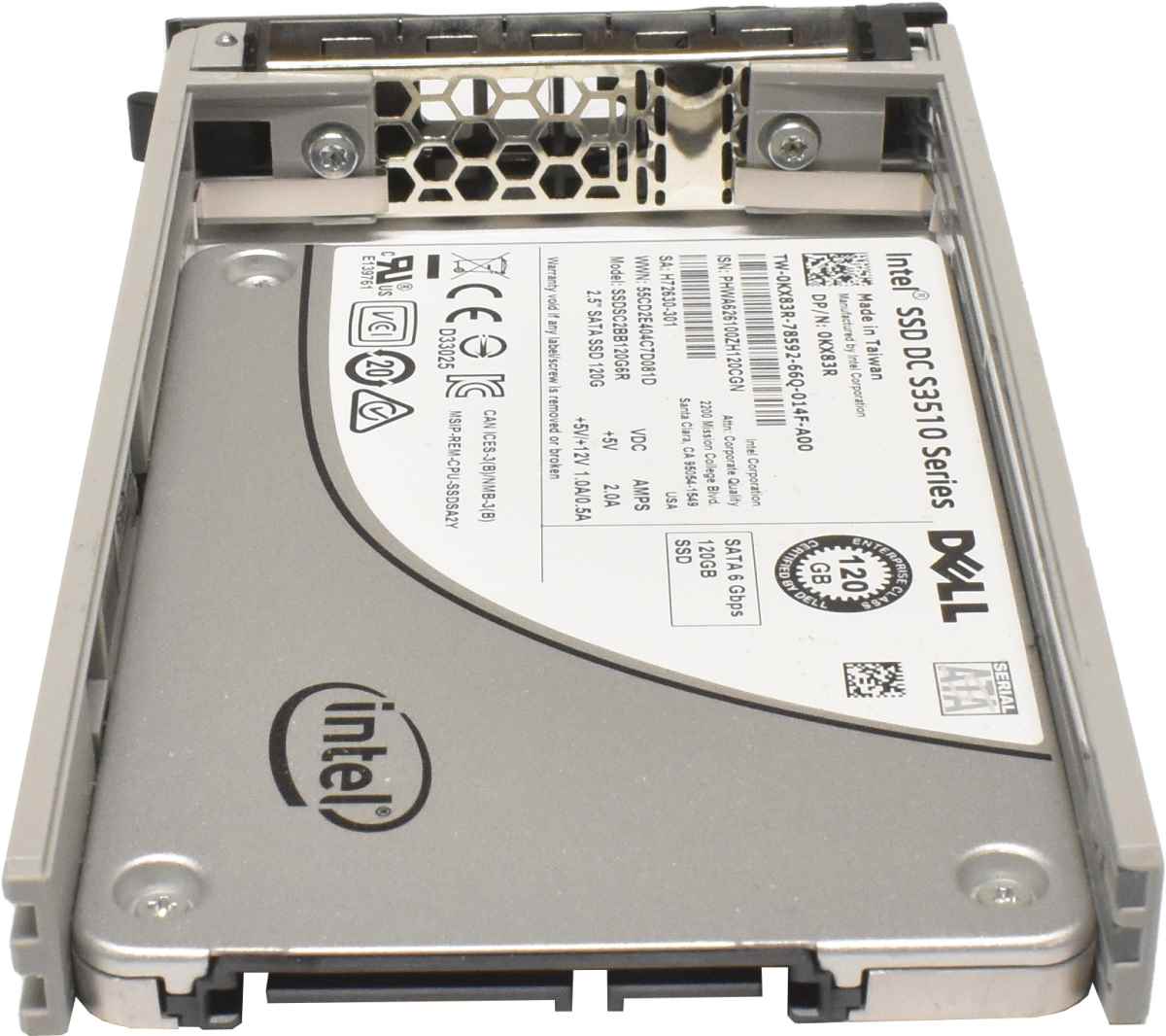 Dell Intel DC S3510 Series 120GB 2.5" 6G SATA SSD SSDSC2BB120G6R 0KX83R + Rahmen Dell Intel DC S3510 Series 120GB 2.5" 6G SATA SSD SSDSC2BB120G6R 0KX83R + Rahmen