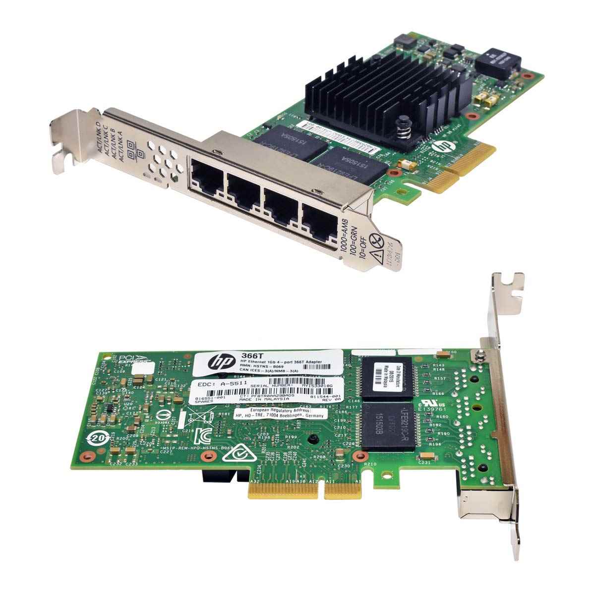 HP Ethernet 1Gb 4-port-Port 366T Netzwerkadapter 816551-001 H73100-004 FP HP Ethernet 1Gb 4-port-Port 366T Netzwerkadapter 816551-001 H73100-004 FP