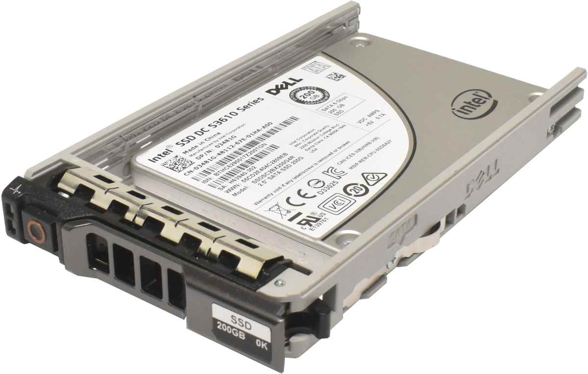 Dell Intel DC S3610 Series 200GB 2.5" 6G SATA SSD SSDSC2BX200G4R 03481G + Rahmen