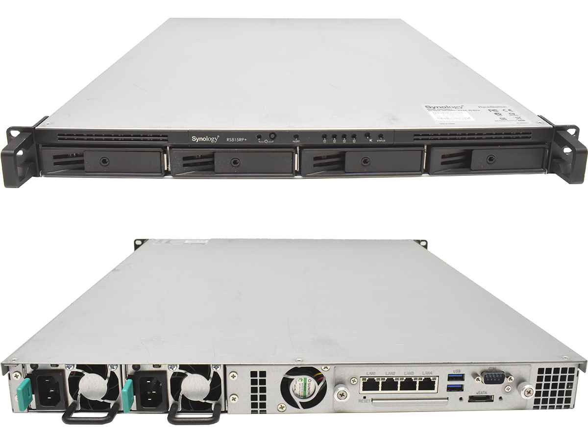 Synology RS815RP+ NAS Rack Station Intel Atom C2538 CPU 2GB DDR3 Ohne Festplatten 4x Rahmen Synology RS815RP+ NAS Rack Station Intel Atom C2538 CPU 2GB DDR3 Ohne Festplatten 4x Rahmen