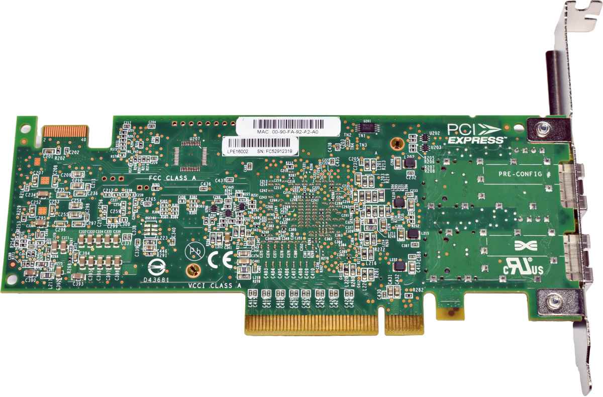 IBM Emulex LPE16002 Dual-Port 16Gb/s PCIe x8 FC Host Bus Adapter 00JY849 00E9266 FP