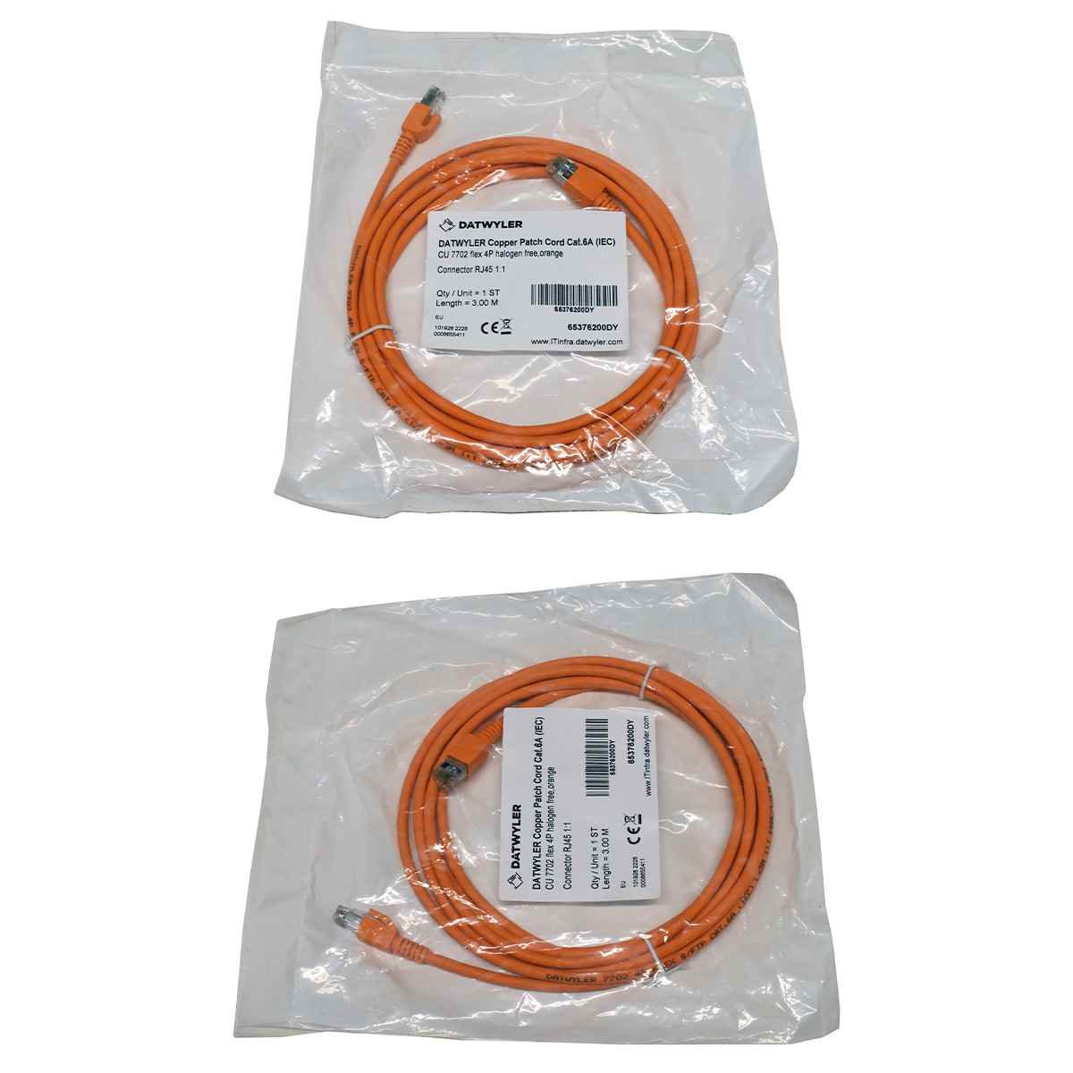 Dätwyler 3m 65376200DY Copper Patch Cord RJ-45 Cat.6A IEC orange NEW NEU Dätwyler 3m 65376200DY Copper Patch Cord RJ-45 Cat.6A IEC orange NEW NEU
