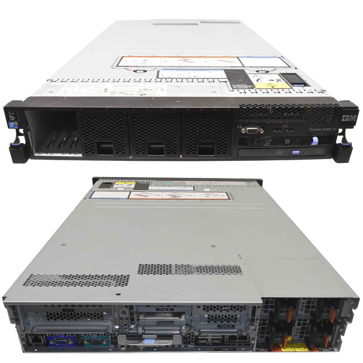 IBM Server System X3690 X5 ohne CPU ohne RAM 2x Kühler 4x SFF 2,5 4x PSU IBM Server System X3690 X5 2x X6550 8-Core 2 GHz CPU 16GB RAM 4Bay 2,5" M5015
