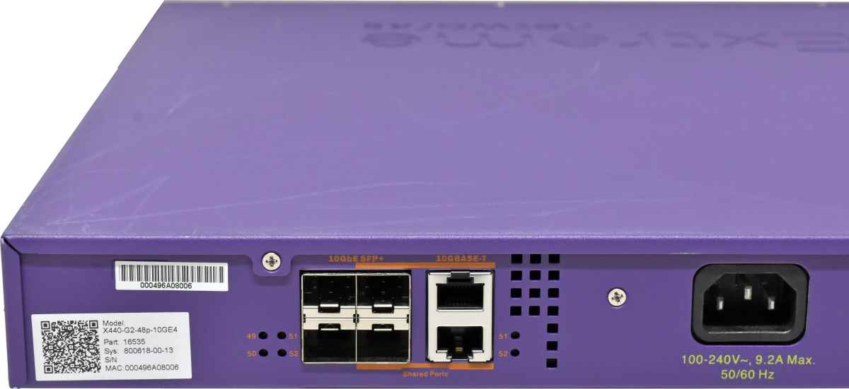 Extreme Networks Summit X440-G2-48p-10GE4 16535 48-Port RJ-45 PoE+ GE Switch 2x10G RJ-45 4xSFP 4xSFP+