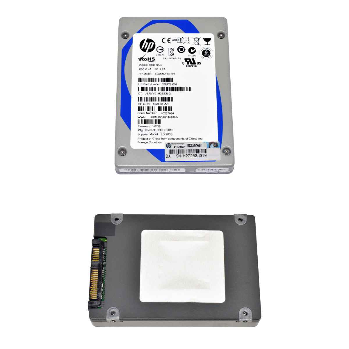 HP Enterprise 200GB 2.5" 6G SAS-2 SSD EO0200FBRVV 632429-002 HP Enterprise 200GB 2.5" 6G SAS-2 SSD EO0200FBRVV 632429-002