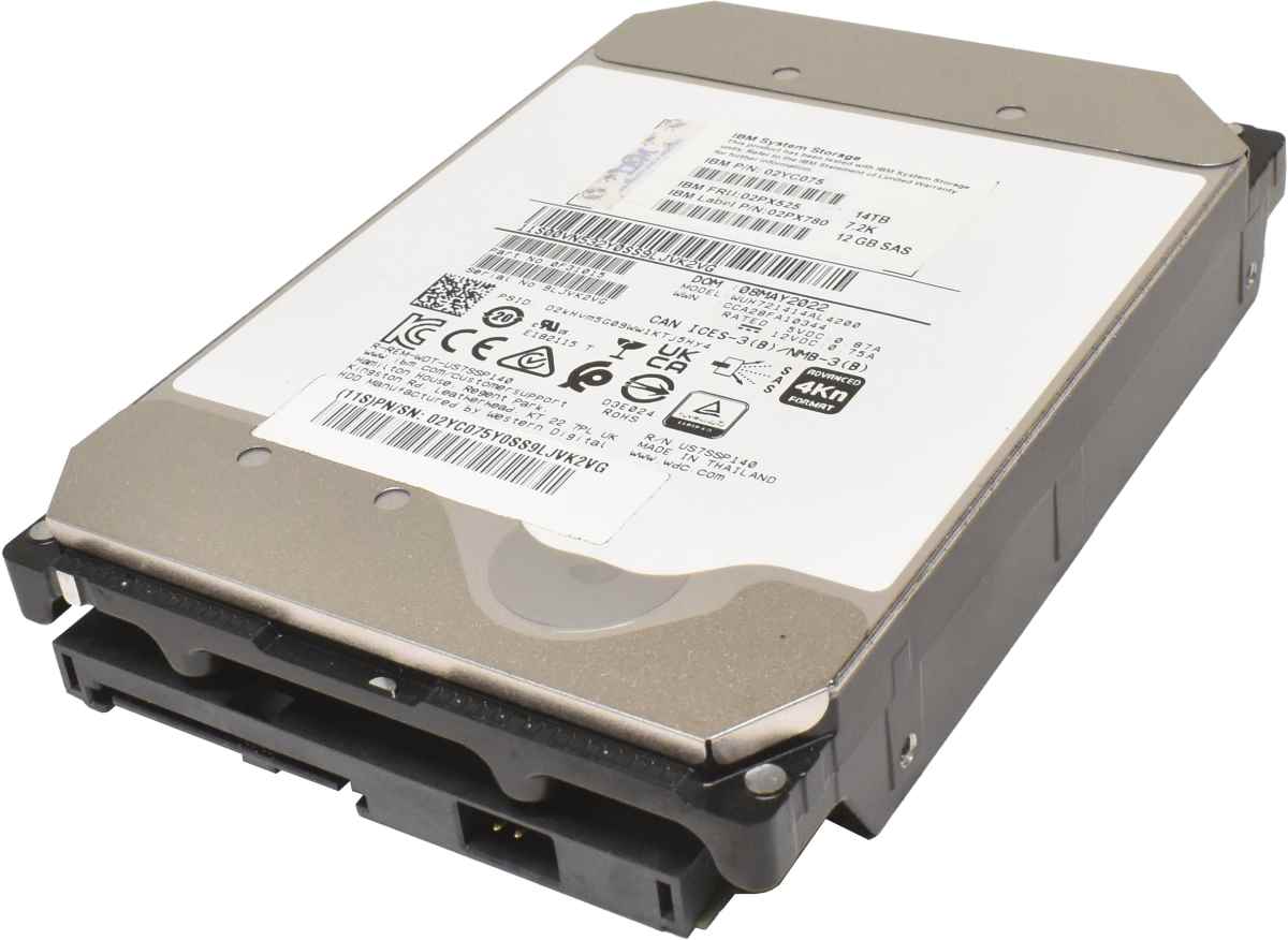 IBM WD 14TB 02YC075 02PX525 WUH721414AL4200 3.5" 7.2K 12G SAS HDD Festplatte