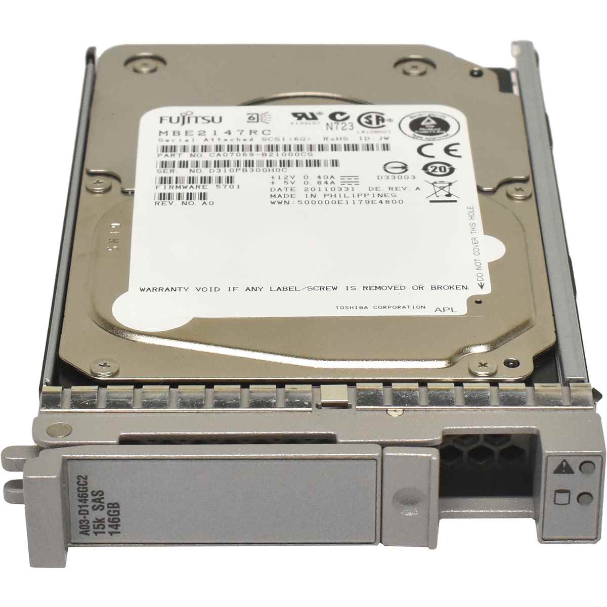 Fujitsu 146GB 2.5" 15K 6G SAS HDD Festplatte MBE2147RC A03-D146GC2 mit Rahmen Fujitsu 146GB 2.5" 15K 6G SAS HDD Festplatte MBE2147RC A03-D146GC2 mit Rahmen