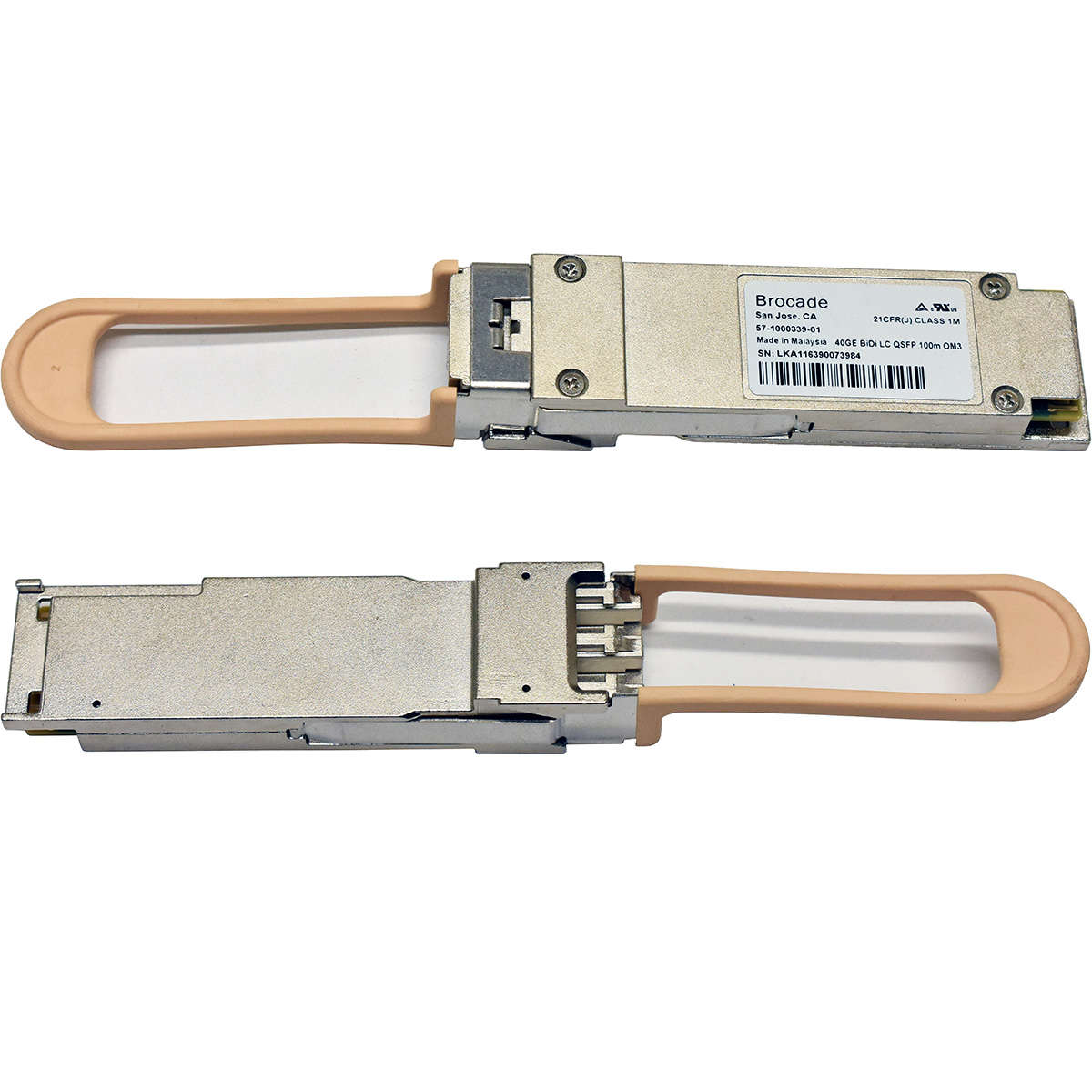 Brocade-40GE-BiDi-LC-QSFP-100m-OM3-QSFP-Transceive-006.jpg Brocade 40GE BiDi LC QSFP 100m OM3 QSFP+ Transceiver Module 57-1000339-01