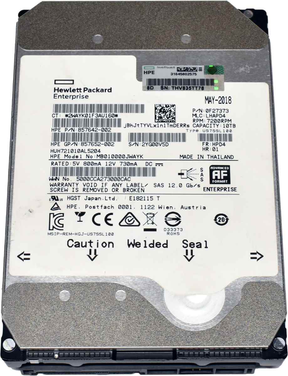 HP HGST 10TB 7.2K SAS 12G HDD HUH721010AL5204 857642-002