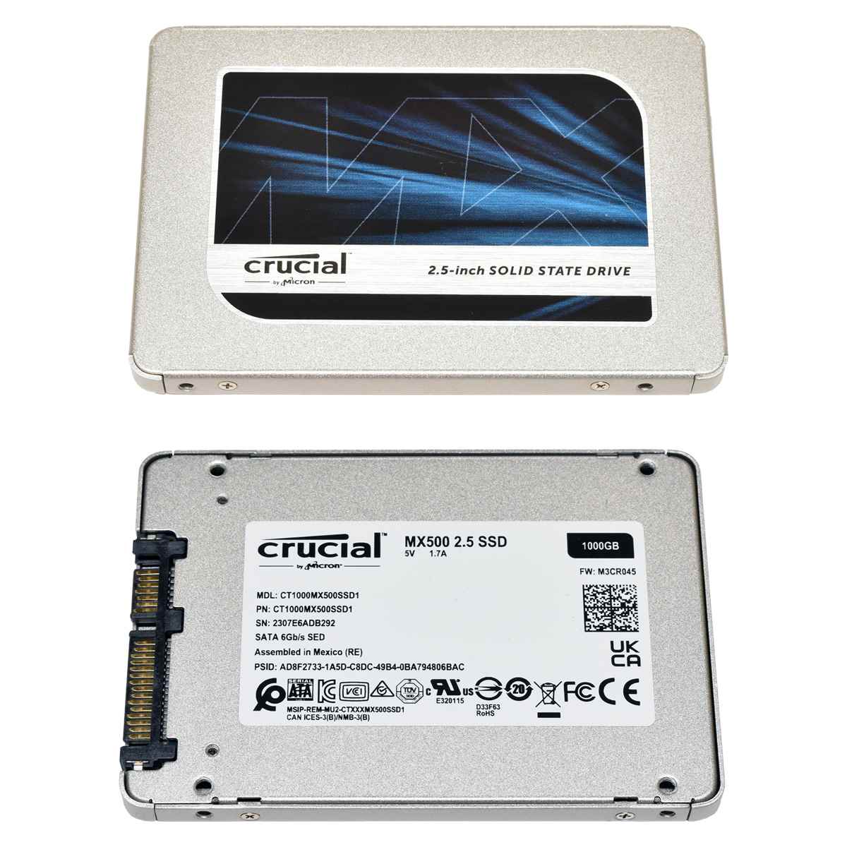 Crucial MX200 500GB 2.5 Zoll SATA 6Gb/s SSD 7mm 9,5mm CT500MX200SSD1