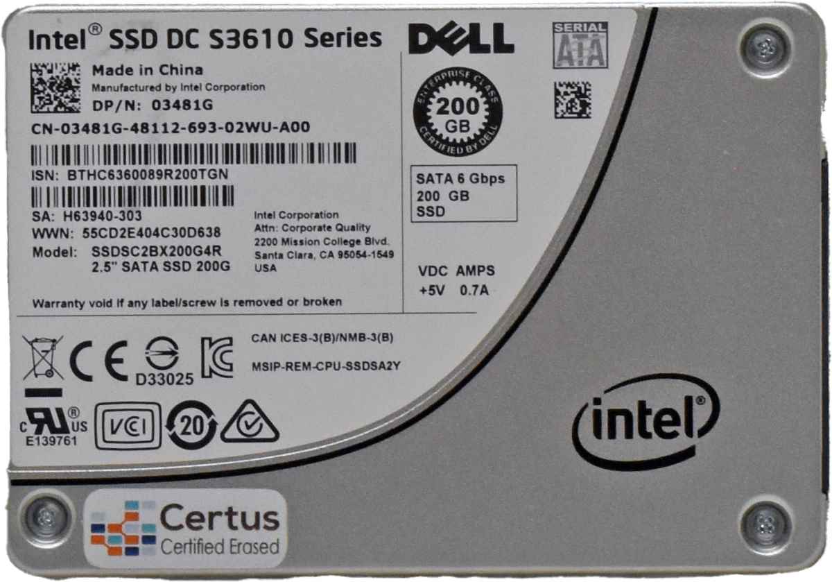 HP Intel SSD DC S3610 Series 200GB SATA 6Gb 2.5“ SSDSC2BX200G4R 03481G