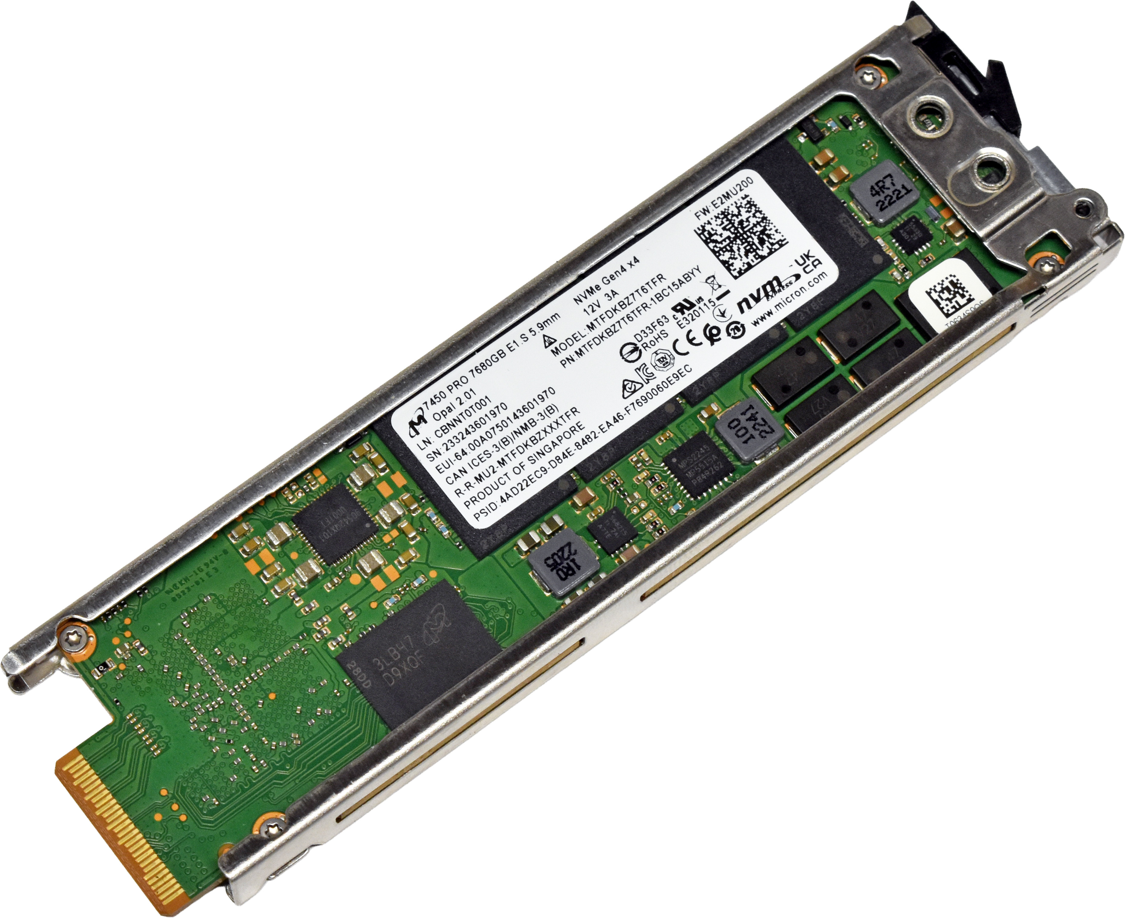 Lenovo Micron 7450 PRO MTFDKBZ7T6TFR 03GX714 7.68TB E1.S NVMe OPAL SED SSD