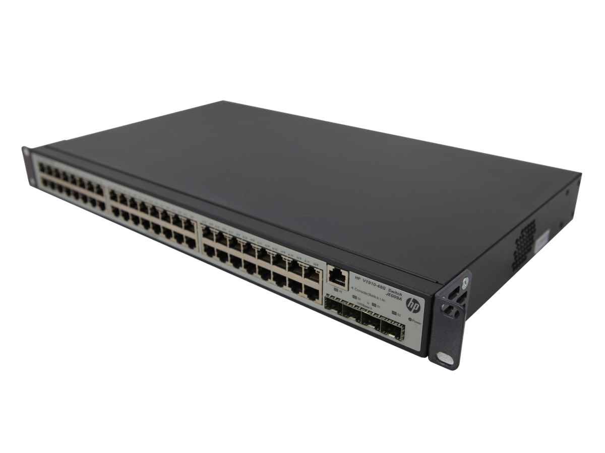 HP V1910-48G JE009A 48-Port RJ-45 GE Switch 4x SFP Rack Ears HP V1910-48G JE009A 48-Port RJ-45 GE Switch 4x SFP Rack Ears