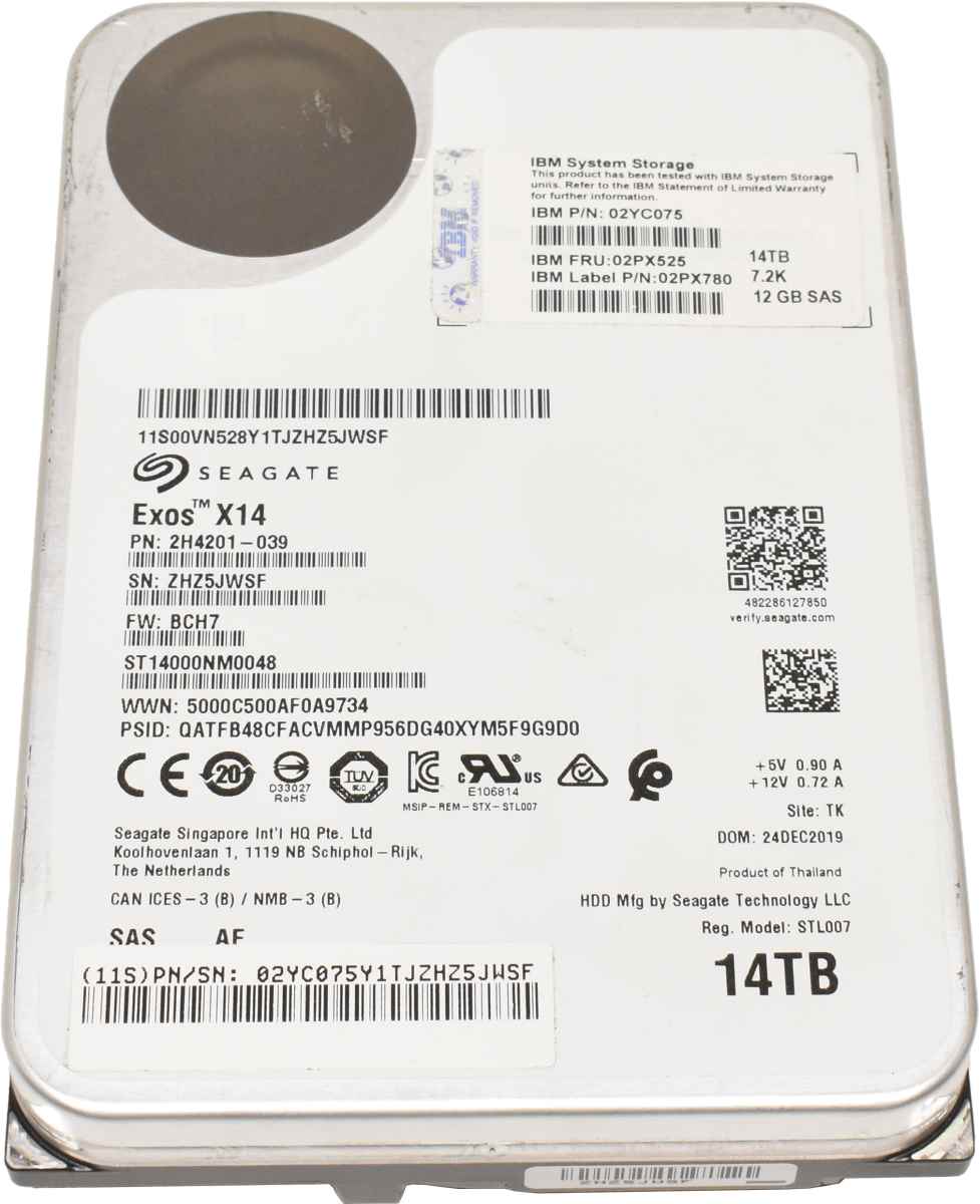 IBM Seagate Exos X14 14TB 02YC075 02PX525 ST14000NM0048 3.5" 7.2K 12G SAS HDD Festplatte IBM Seagate Exos X14 14TB 02YC075 02PX525 ST14000NM0048 3.5" 7.2K 12G SAS HDD Festplatte