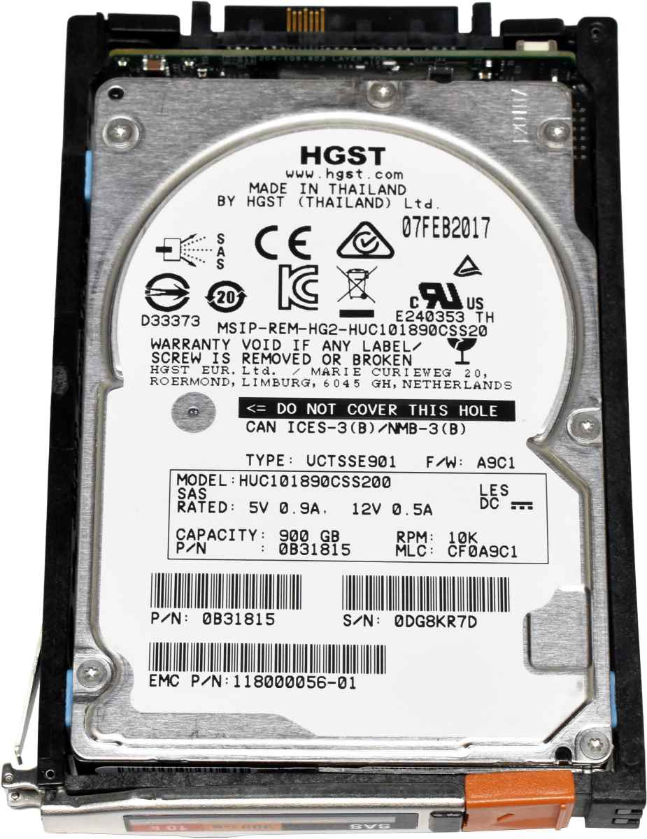 EMC HGST 900GB 2.5" 10K 6G SAS HDD Festplatte HUC101890CSS200 0B31815 Server Storage