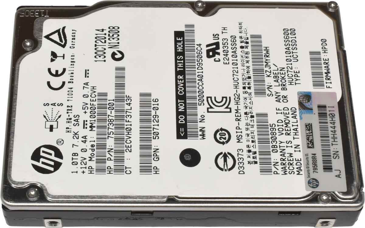HP 1TB 2.5" 6G 7.2K SAS HDD Festplatte MM1000FECVH 757387-001 0B30895