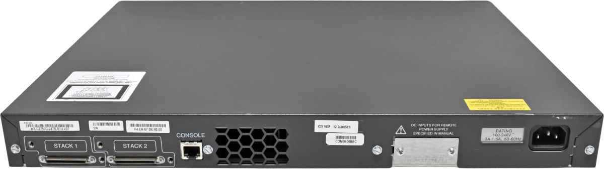 Cisco WS-C3750G-24TS-S1U 24-Port RJ-45 Stackable GE Switch 4 x SFP