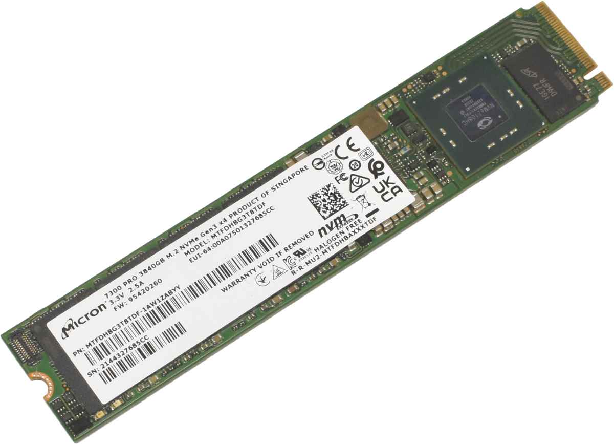 Micron 7300 PRO MTFDHBG3T8TDF SSD 3.84TB M.2 22110 PCIe Gen3.0 x4 NVMe