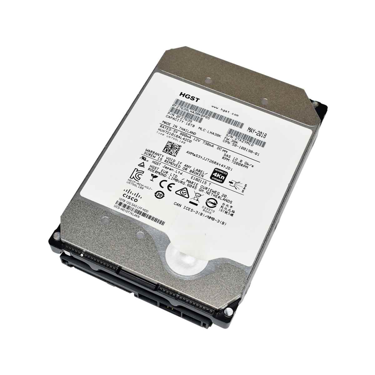 HGST 10TB 7.2K SAS 12G HDD HUH721010AL42C0 HGST Cisco 10TB HDD Festplatte 3,5 Zoll 7.2K 12G SAS LFF HUH721010AL42C0 0F27639