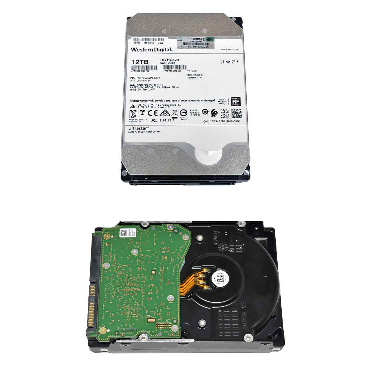 HP WD Ultrastar 12TB 867943-002 HUH721212AL5204 3.5" 7.2K 12G SAS HDD
