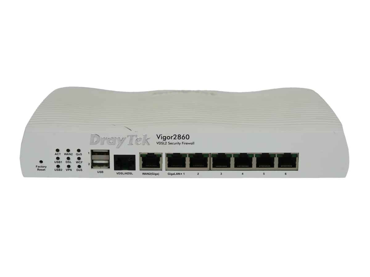 DrayTek Vigor2860 Annex A 6-Port Gigabit VDSL2 Security Firewall no AC Adapter DrayTek Vigor2860 Annex A 6-Port Gigabit VDSL2 Security Firewall no AC Adapter