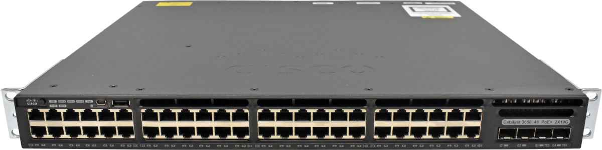 Cisco Catalyst WS-C3650-48PD 48-Port RJ-45 PoE+ GE Switch 2x 1G SFP 2x 10G SFP+ 2x PSU +Rack Ears