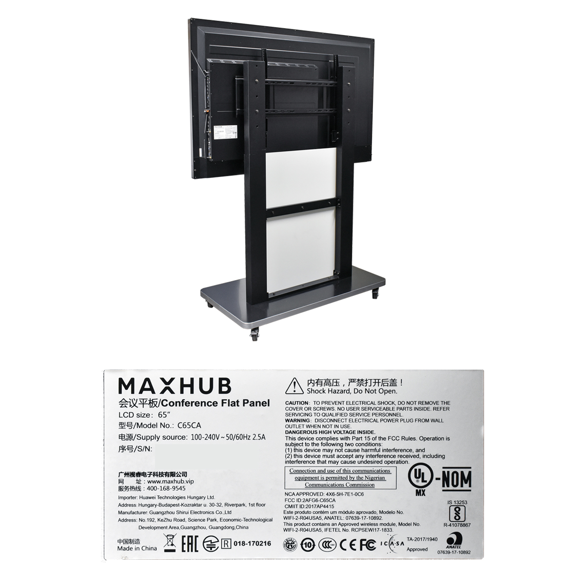 MAXHUB Conference Flat Panel C65CA 65 Zoll incl Einschub PC i7-6700 CPU 16GB RAM