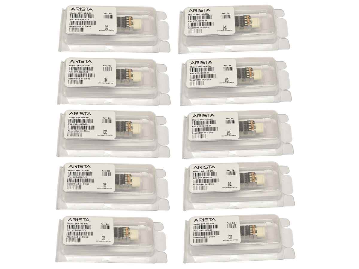 10x Arista Original GBIC SFP-10G-SRL 10Gbps SFP+ 850nm 100m XVR-10002-20 Rev: B0 Neu