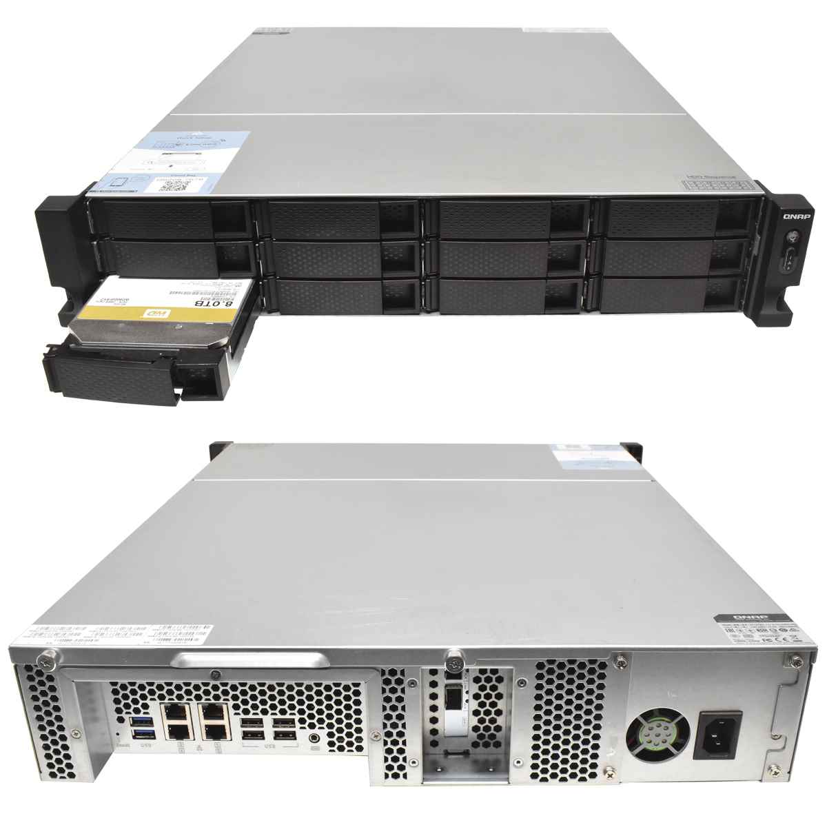 QNAP TS-1273U NAS Rack 2U 2.1GHz 16GB PC4 12Bay 12x 8TB WD Gold 2x 10GbE SFP+