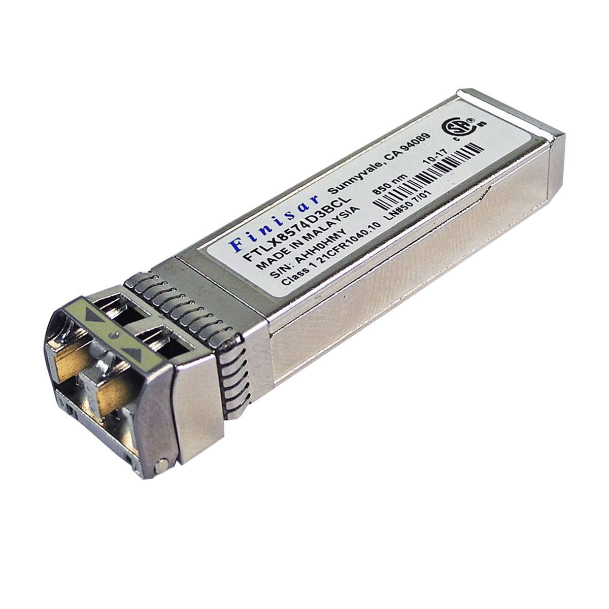 Finisar-FTLX8574D3BCL-10GBASE-FC-SFP-SR-SW-850-nm-002.jpg Finisar FTLX8574D3BCL 10GBASE FC SFP+ SR/SW 850 nm Transceiver