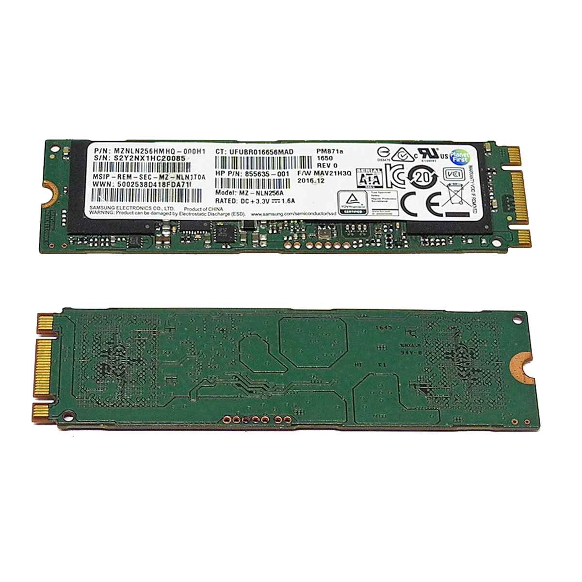 HP Samsung MZ-NLN256A Solid State Drive (SSD) 256 GB M.2 2280 SATA 855635-001