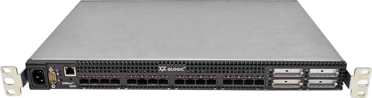 QLogic SANbox 5600 SB5600Q-08A B 31131-07 B 16-Port Stackable FC Switch +5 Mini GBICs