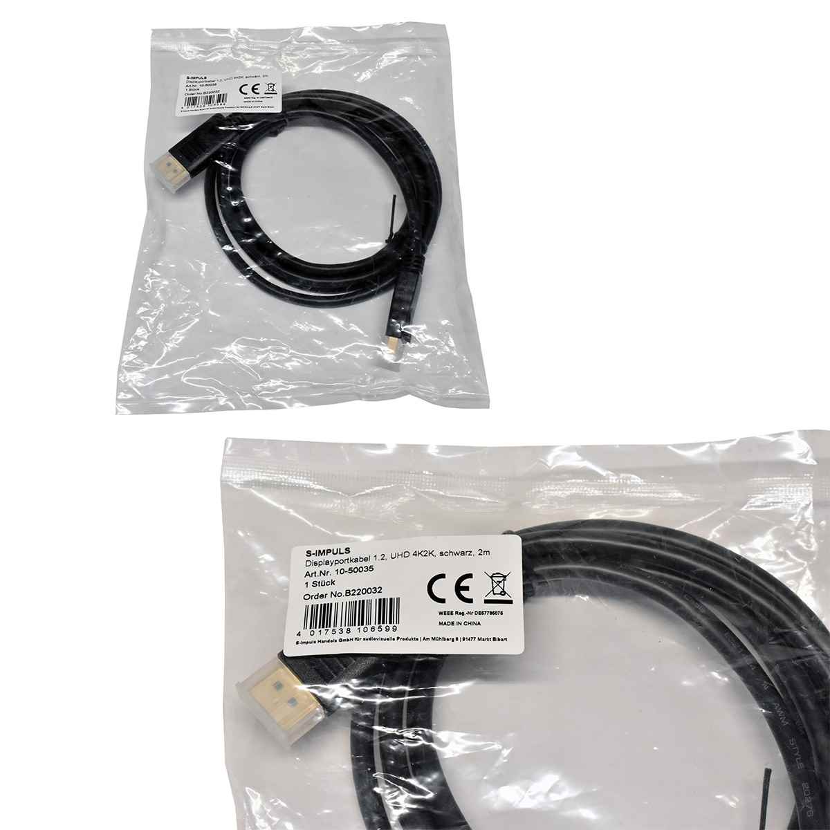 S-Impuls 10-50035 2m Displayportkabel UHD 4K2K schwarz DisplayPort - DisplayPort NEW NEU S-Impuls 10-50035 2m Displayportkabel UHD 4K2K schwarz DisplayPort - DisplayPort NEW NEU