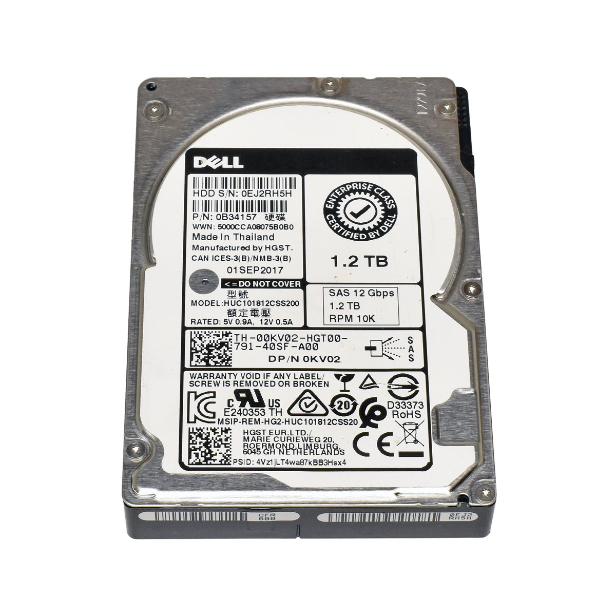 DELL 1,2 TB 2.5“ 10K 12G SAS HDD HUC101812CSS200 0KV02 DELL 1,2 TB 2.5“ 10K 12G SAS HDD HUC101812CSS200 0KV02