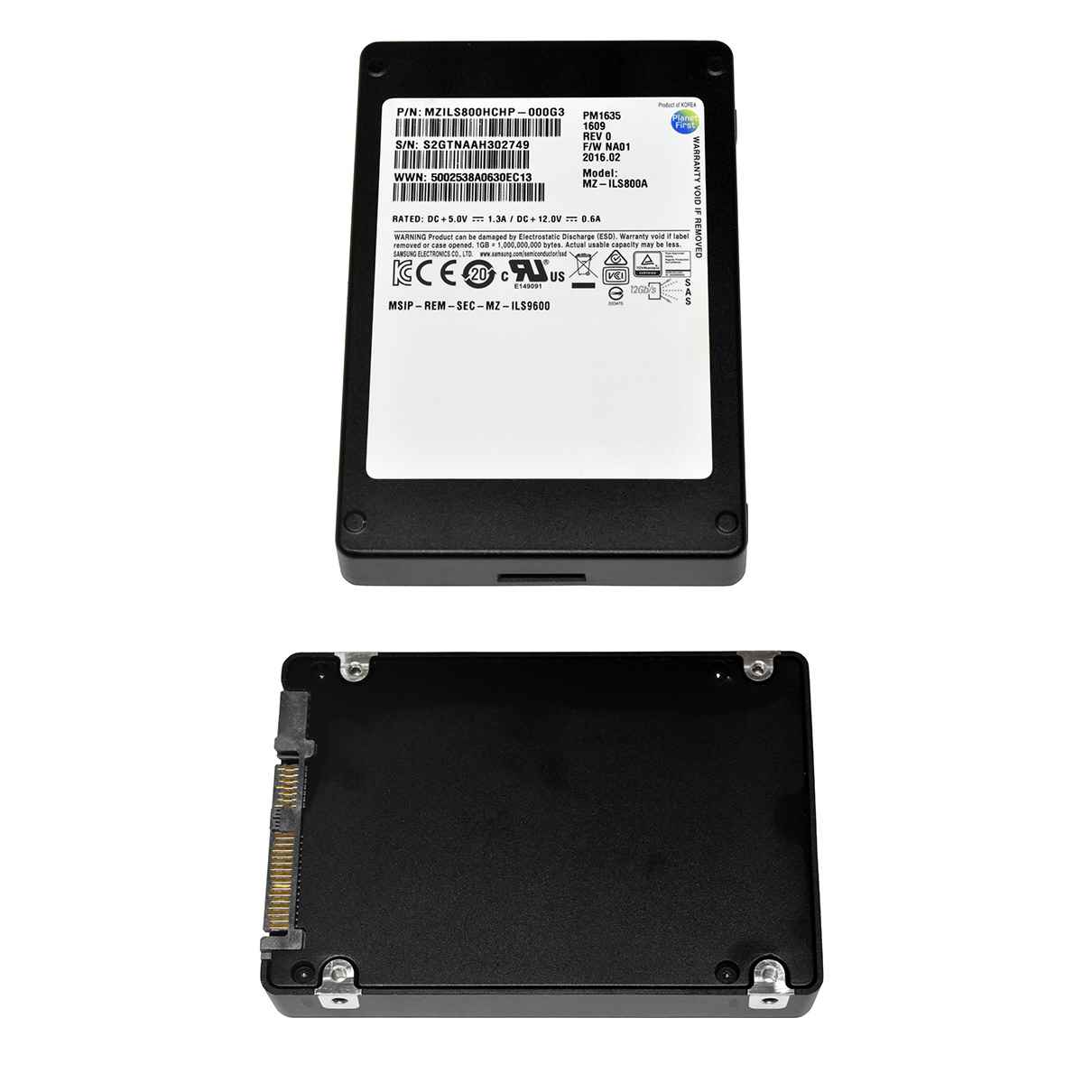 Samsung PM1635 800GB 2.5" 12G SAS SSD MZ-ILS800A MZILS800HCHP-000G3 512 Bytes Server Storage