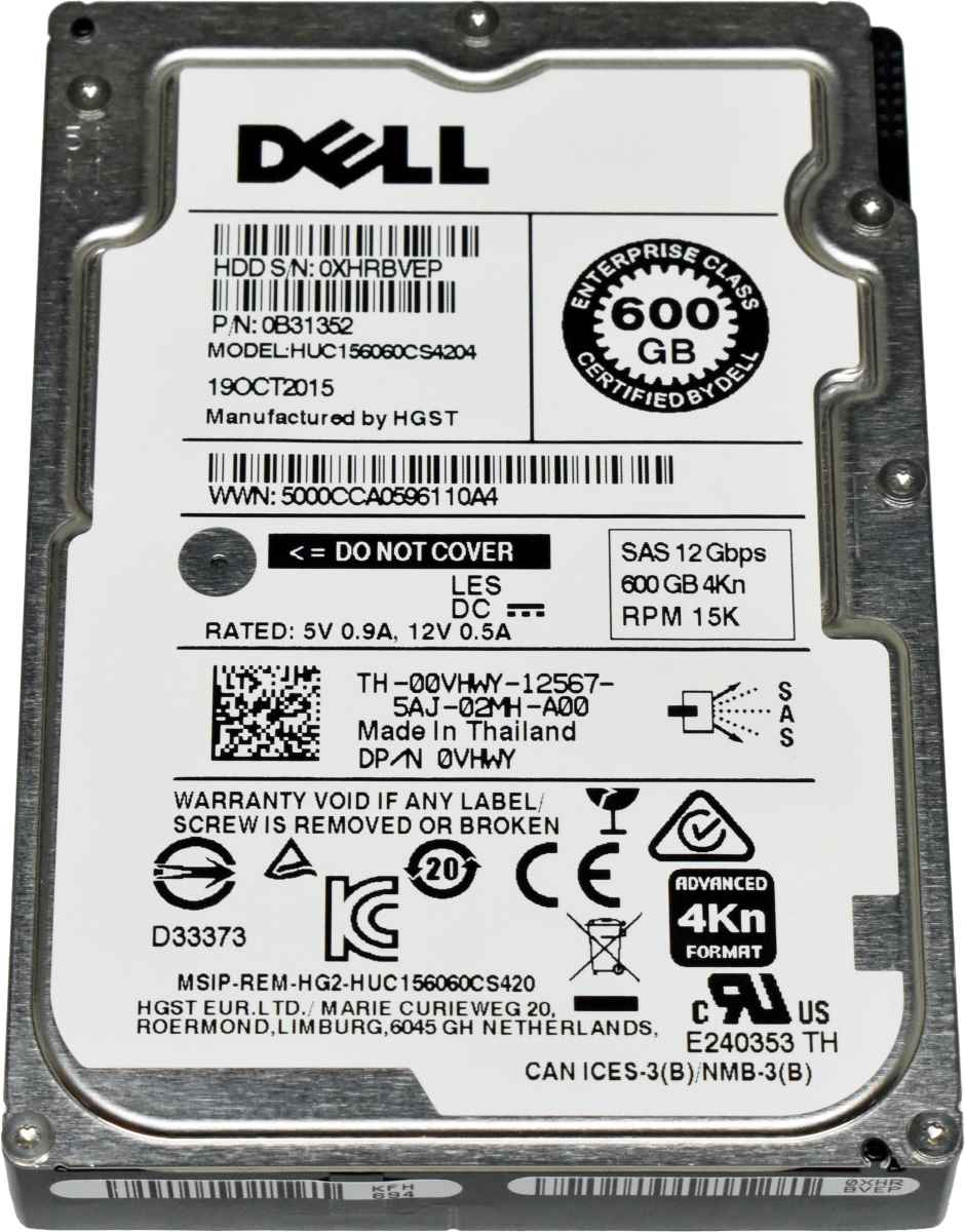 Dell HGST 600GB 0VHWY HUC156060CS4204 2.5“ 15K 12G SAS HHD Dell HGST 600GB 0VHWY HUC156060CS4204 2.5“ 15K 12G SAS HHD