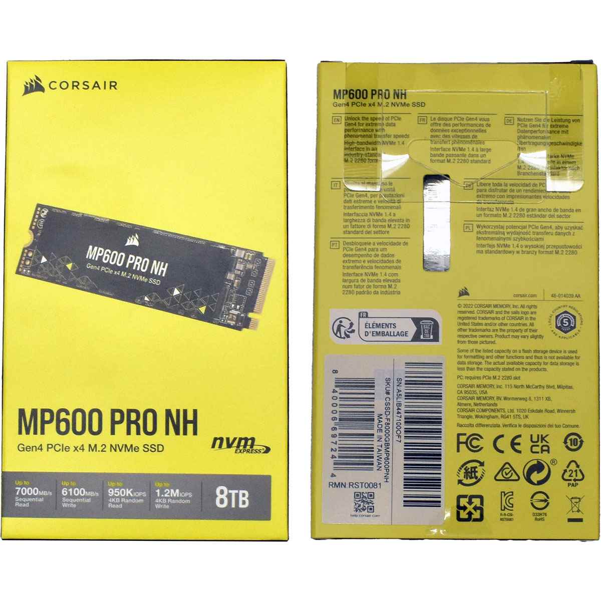 Corsair MP600 Pro NH Gen4 PCIe x4 M.2 NVMe SSD 8TB NEU!