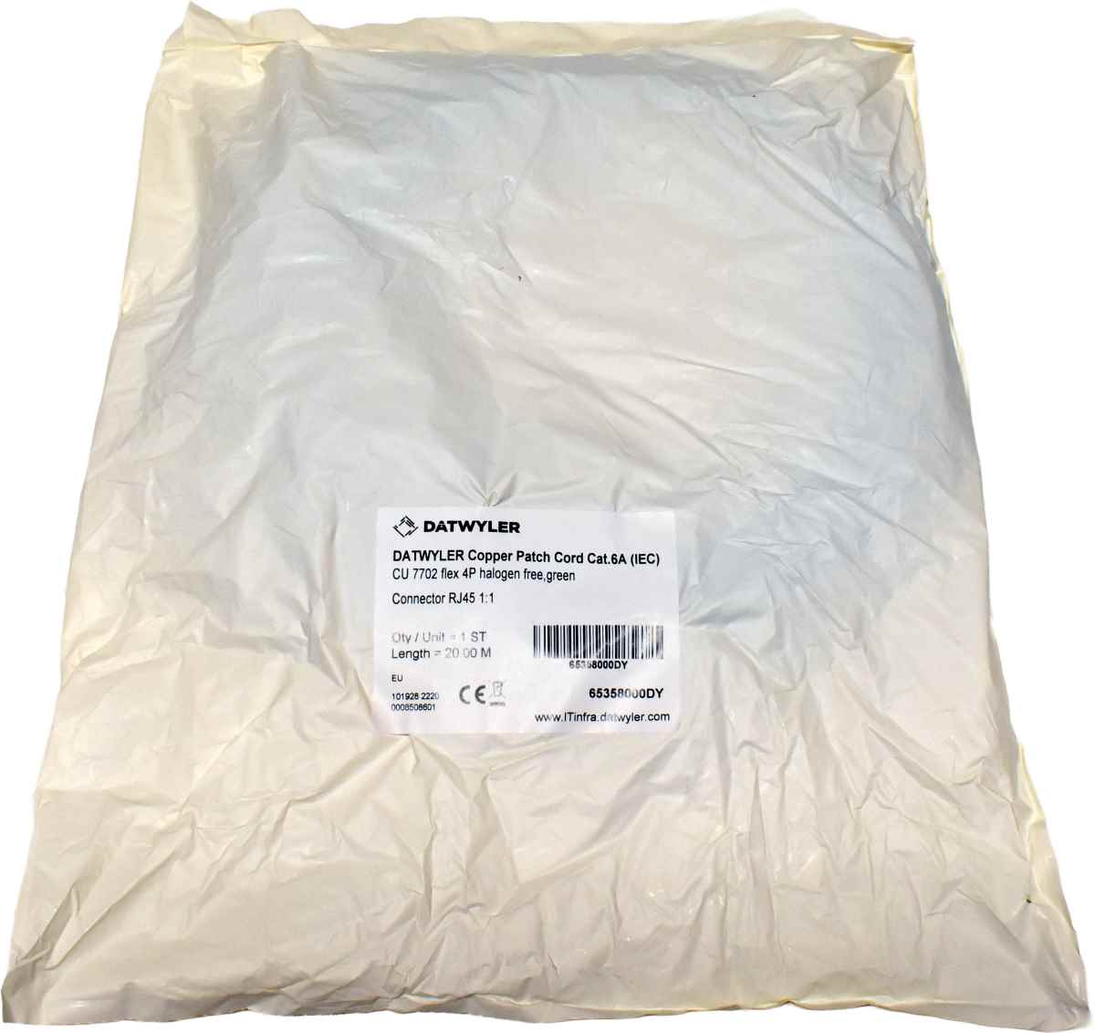 Dätwyler 20m 65358000DY Copper Patch Cord RJ-45 Cat.6A IEC green NEW NEU