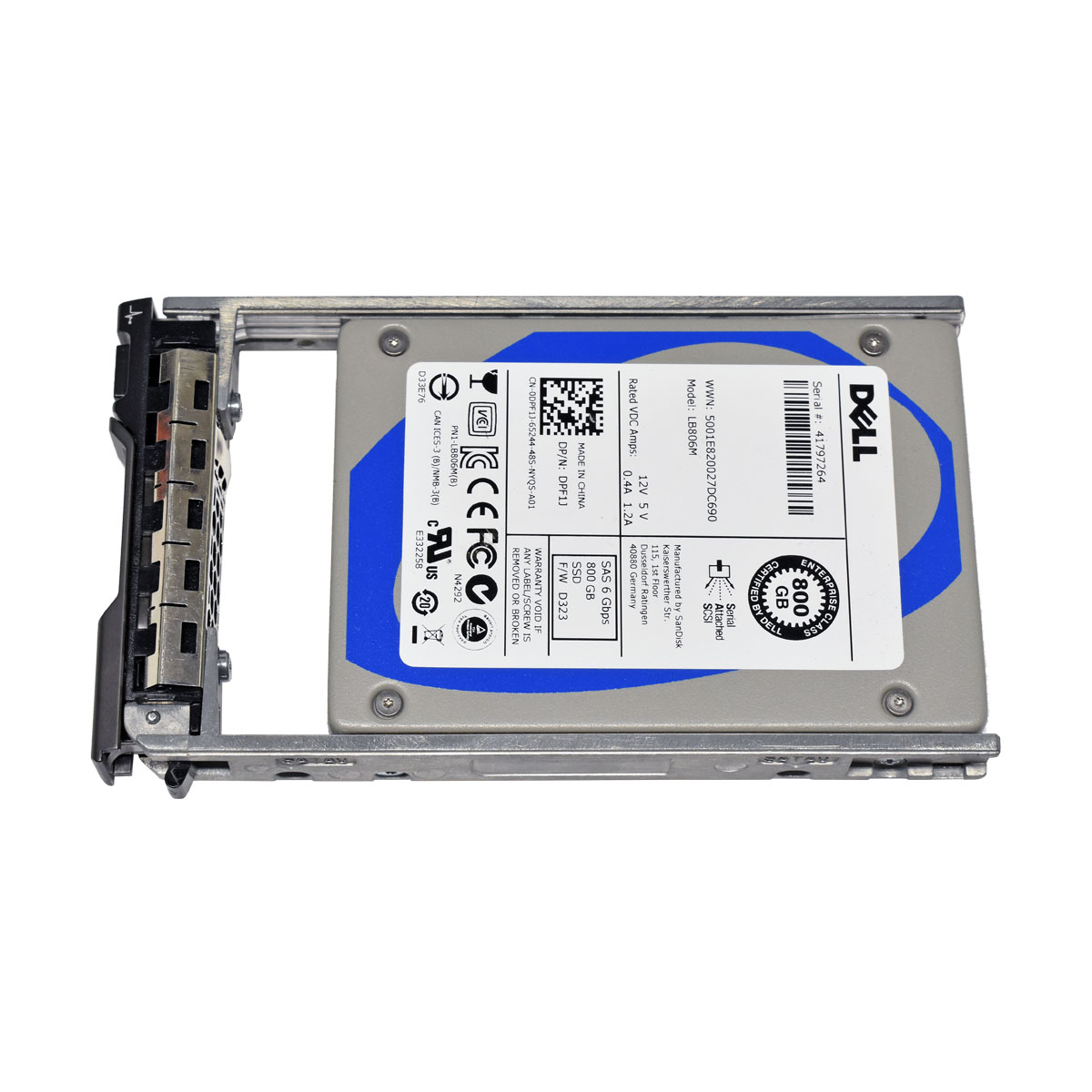 Dell 800GB 2.5" SATA SSD LB806M PN: DPF1J mit Rahmen Dell 800GB 2.5" SATA SSD LB806M PN: DPF1J mit Rahmen