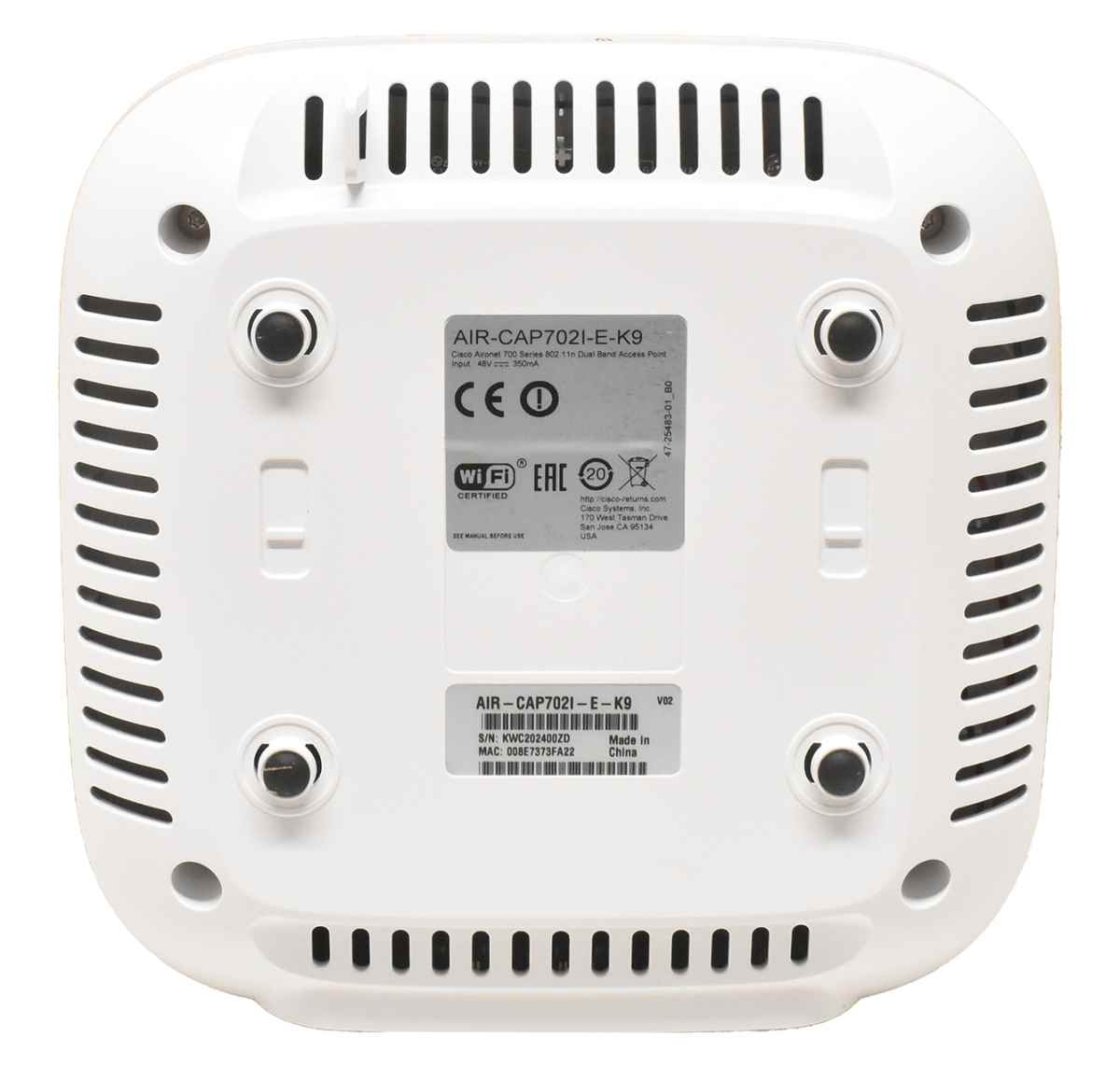 Cisco Access Point AIR-CAP702I-E-K9 802.11n Dual Band 2x2:2SS Int Ant E No AC NEU Cisco Access Point AIR-CAP702I-E-K9 802.11n Dual Band 2x2:2SS Int Ant E No AC NEU