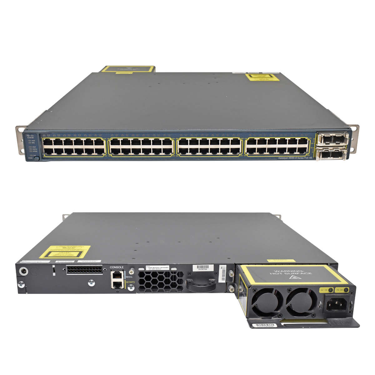 Cisco-Catalyst-WS-C3560E-48PD-F-48-Port-PoE-Gigabi-001.jpg Cisco Catalyst WS-C3560E-48PD-F 48-Port PoE Gigabit Ethernet Switch 2 x CVR-X2-SFP