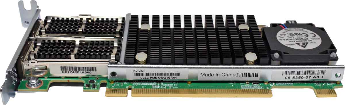 Cisco VIC 1385 UCSC-PCIE-C40Q-03 68-5350-07 Dual-Port QSFP+ 40GE FCoE PCIe 3.0 x16 LP Cisco VIC 1385 UCSC-PCIE-C40Q-03 68-5350-07 Dual-Port QSFP+ 40GE FCoE PCIe 3.0 x16 LP