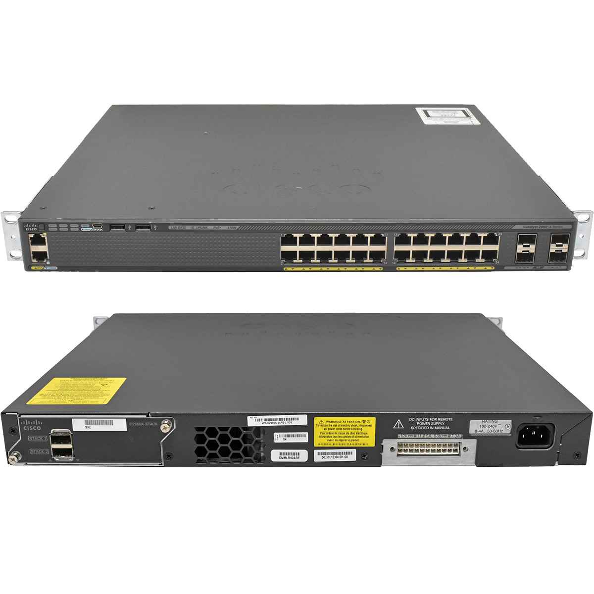 Cisco WS-C2960X-24PS-L 24-Port PoE+ GE Switch 4x SFP GE +Stack Module +Rack Ears Cisco WS-C2960X-24PS-L 24-Port PoE+ GE Switch 4x SFP GE +Stack Module +Rack Ears