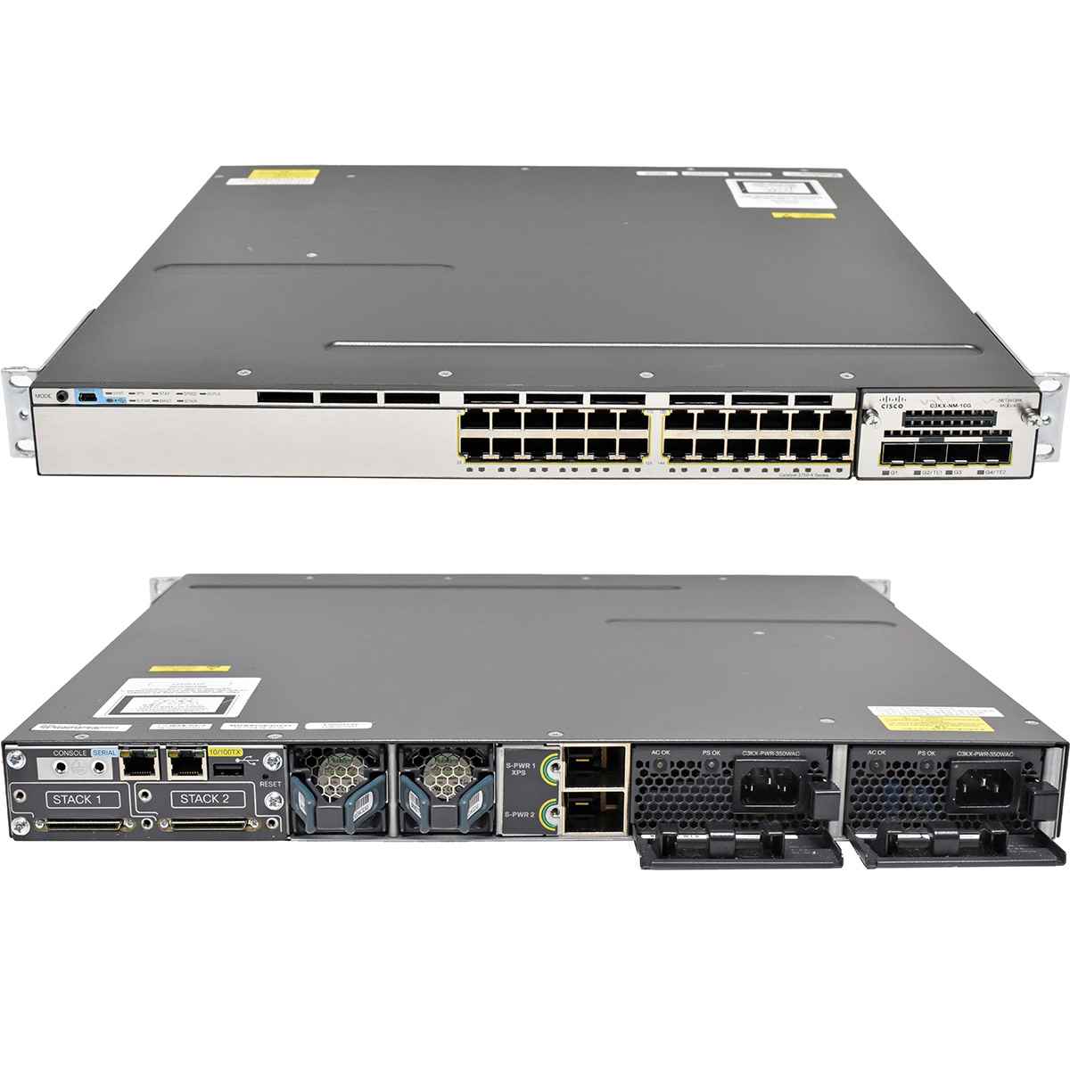 Cisco Catalyst WS-C3750X-24T-S 24-Port RJ-45 GE Switch + 4-Port Modul C3KX-NM-10G Cisco Catalyst WS-C3750X-24T-S 24-Port RJ-45 GE Switch + 4-Port Modul C3KX-NM-10G