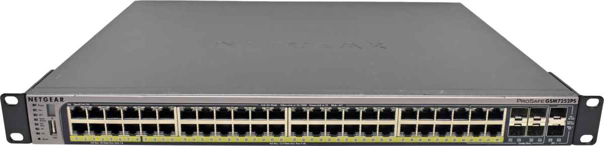 Netgear ProSafe GSM7252PS 8-Port PoE+ 40-Port PoE GE Switch 4x 1G SFP 2x 10G SFP+ 2x Module AX742