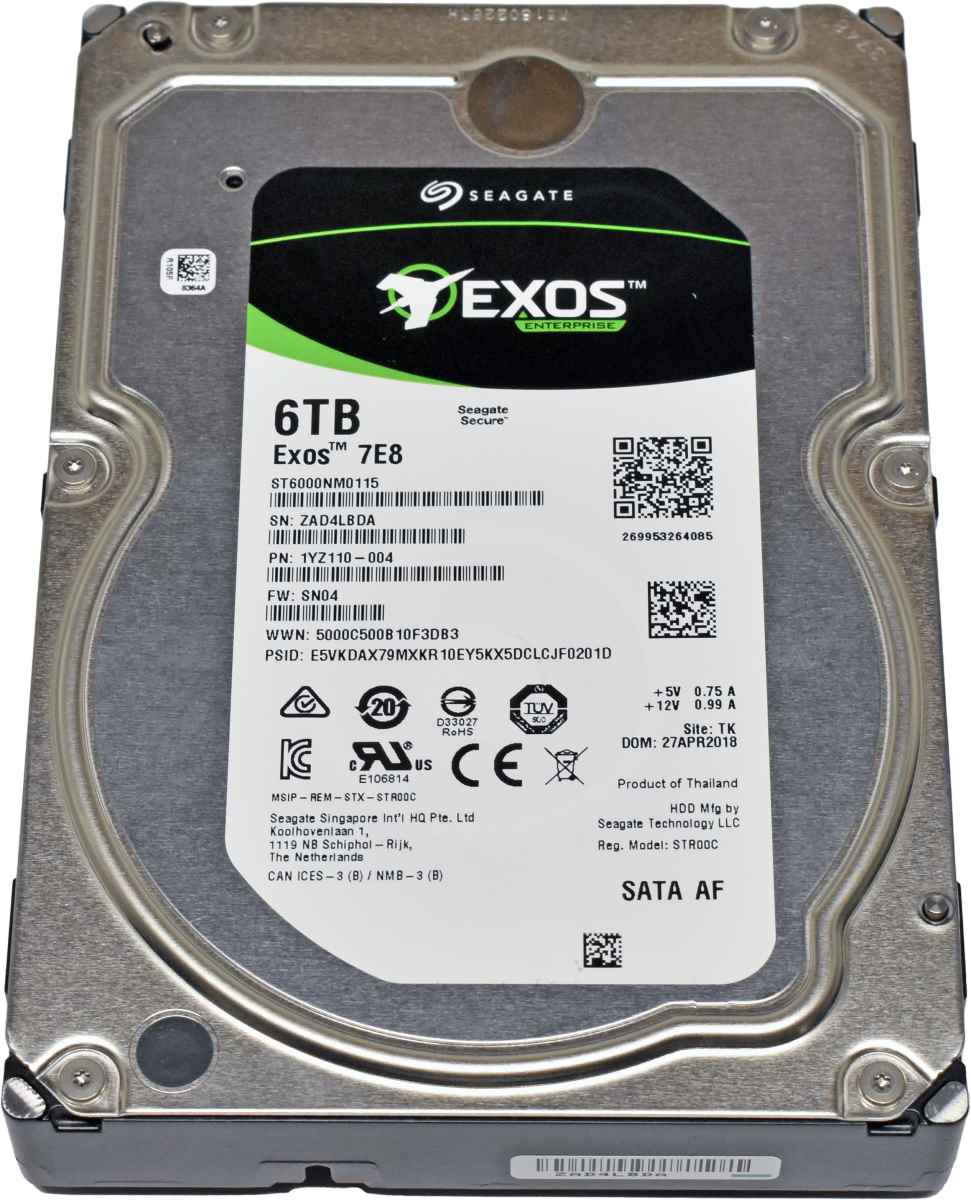 Seagate EXOS 7E8 6TB 3.5" 7.2K 6G SATA HDD ST6000NM0115 1YZ110-004 Seagate EXOS 7E8 6TB 3.5" 7.2K 6G SATA HDD ST6000NM0115 1YZ110-004
